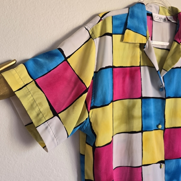 Vintage Colorblock Bright Blouse - Picture 3 of 9